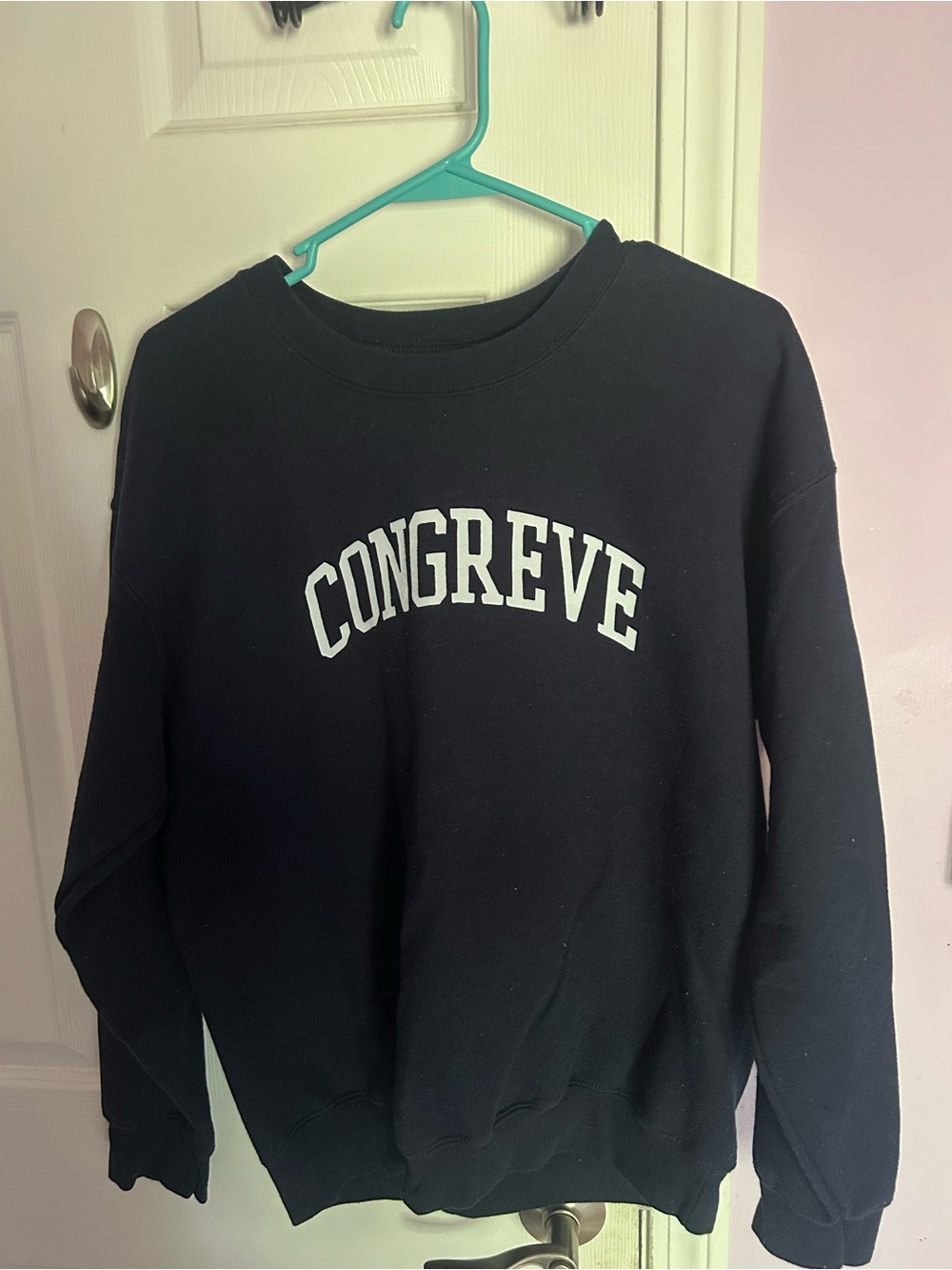 Gildan Navy Blue Crewneck Sweatshirt with White Collegiate Print
